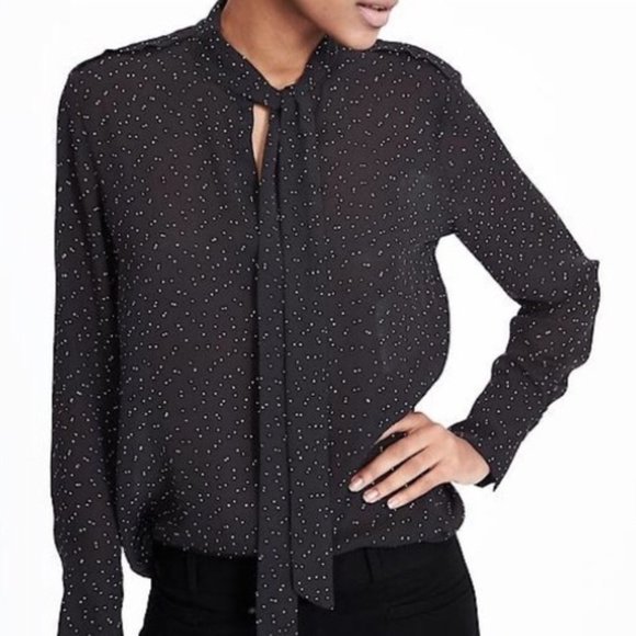 Banana Republic Tie Neck Button Front Blouse